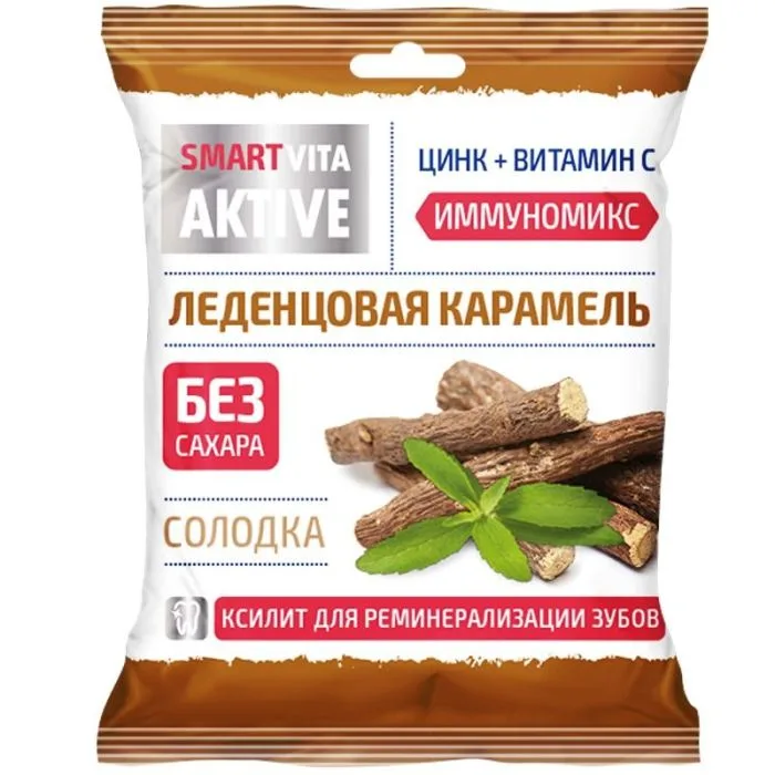 Lollipop sokeriton sinkki-vitamiini lakritsamakuinen karamelli 60gr