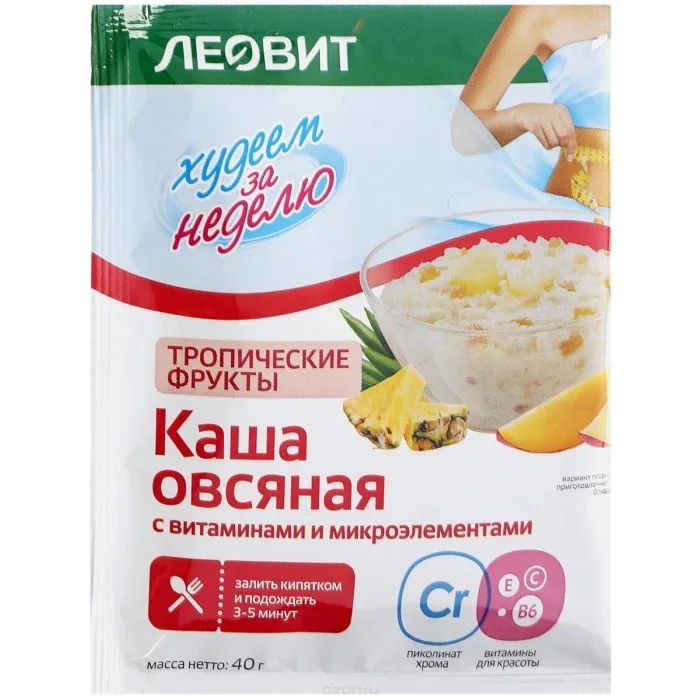 Kaerahelbepuder troopiliste puuviljadega 40 g - Leovit