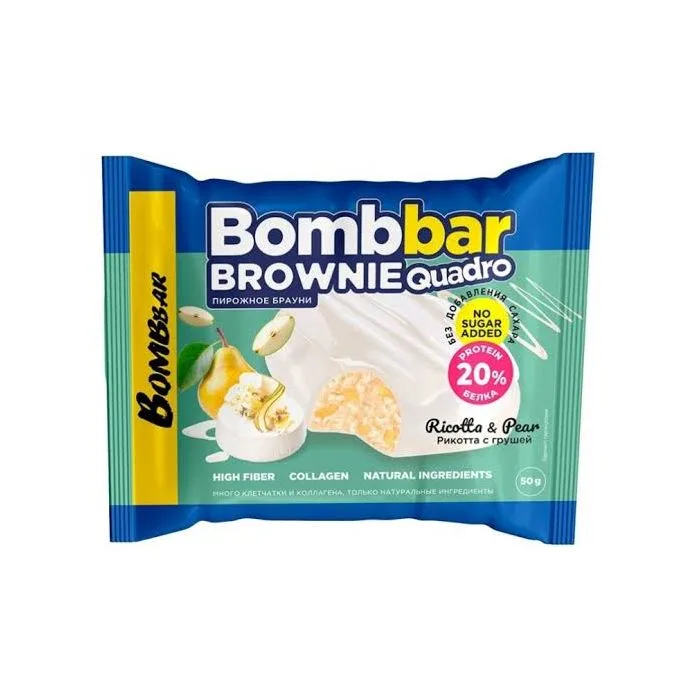 "BOMBBAR" BROWNIE Quadro Ricotta & Pear 50 g