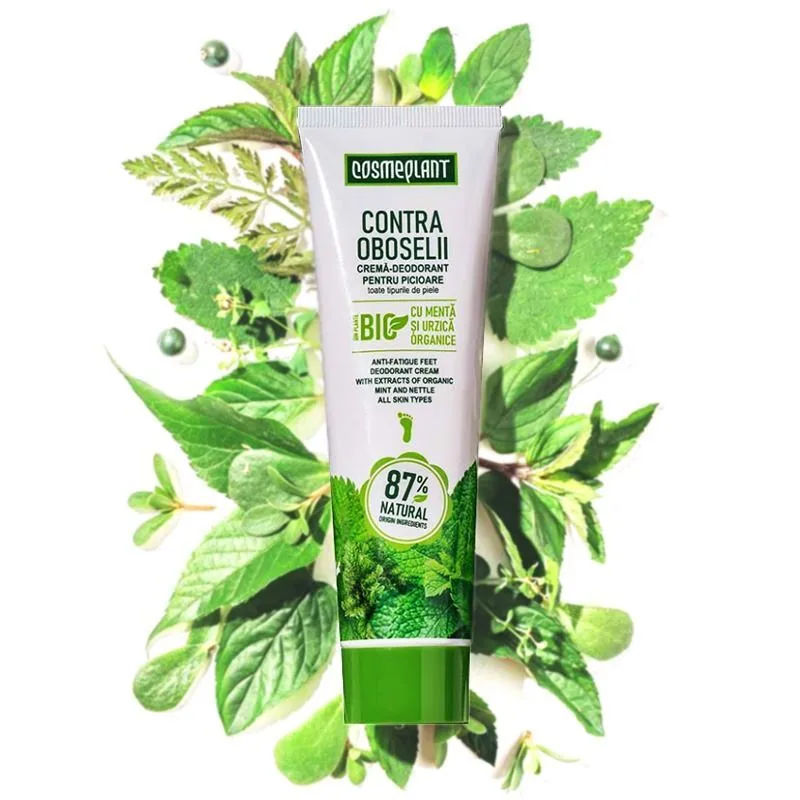 "Cosmeplant" Väsimusevastane jalade kreemdeodorant piparmündi ja nõgesega , 100 ml