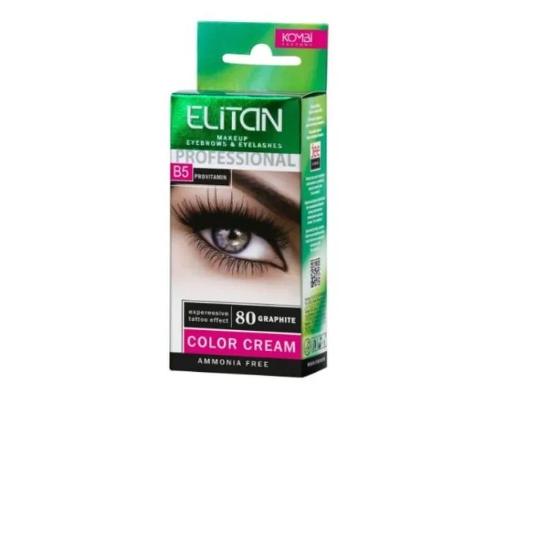 "ELITAN" Kulmude ja ripsmete kreemvärv (80) Grafiit, 5+5 ml