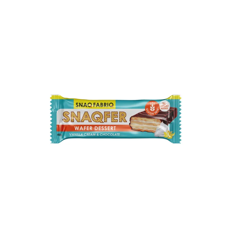 "SNAQ FABRIQ" Glasuuritud vahvlipulk maitsega "Vanillikreem ja Belgia šokolaad", 45 g