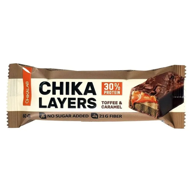 "CHIKALAB" CHIKA LAYERS batoon, glasuuritud soolase karamelli ja maapähklitega, 60 g