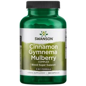 KAPSLID KANEELI, GURMARI JA VALGE MOORUSPUU KOMPLEKS  (CINNAMON GYMNEMA MULBERRY) N120 - SWANSON