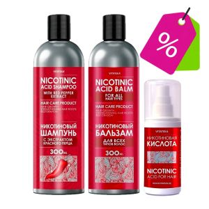 "VITATEKA" Nikotiinhappe juuksekomplekt: šampoon + palsam + sprei
