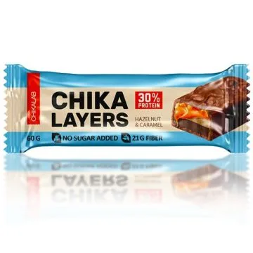 "CHIKALAB" CHIKA LAYERS batoon, glasuuritud sarapuupähkel karamelliga, 60 g