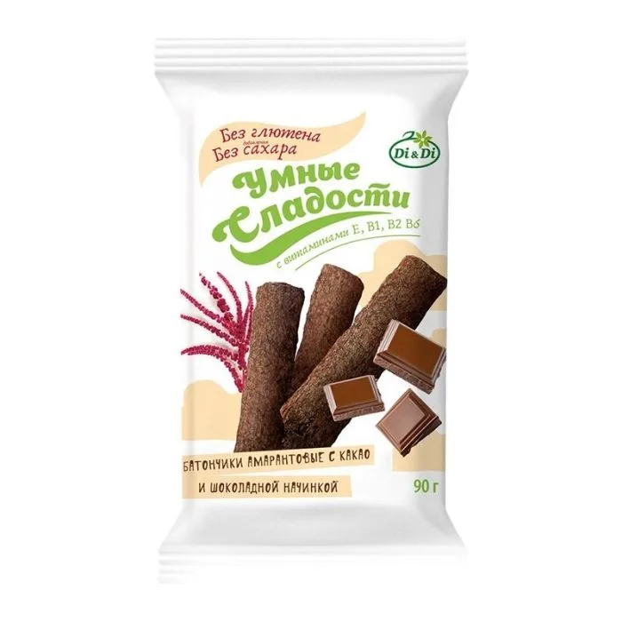 "Targad maiustused" Amarandibatoonid kakaoga ja šokolaaditäidisega, 90 g