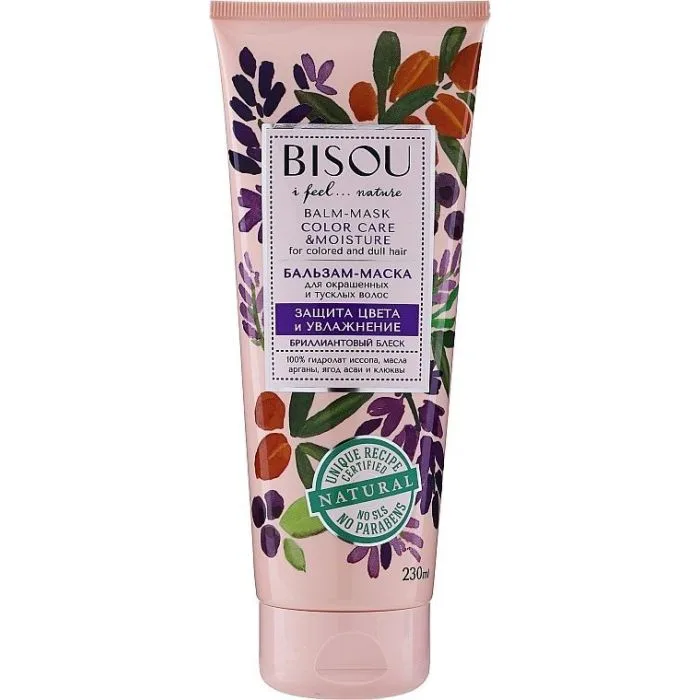 BISOU PALSAM-MASK VÄRVITUD JA TUHMIDELE JUUSTELE VÄRVE KAITSE JA NIISUTAMINE 230ML