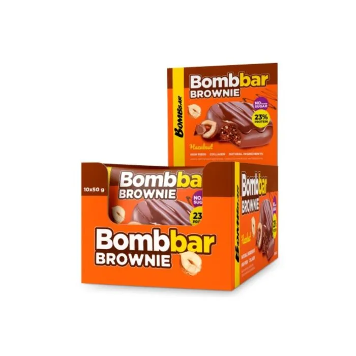 Печенье протеиновое глазированное "Брауни с фундуком", 50 г - Bombbar