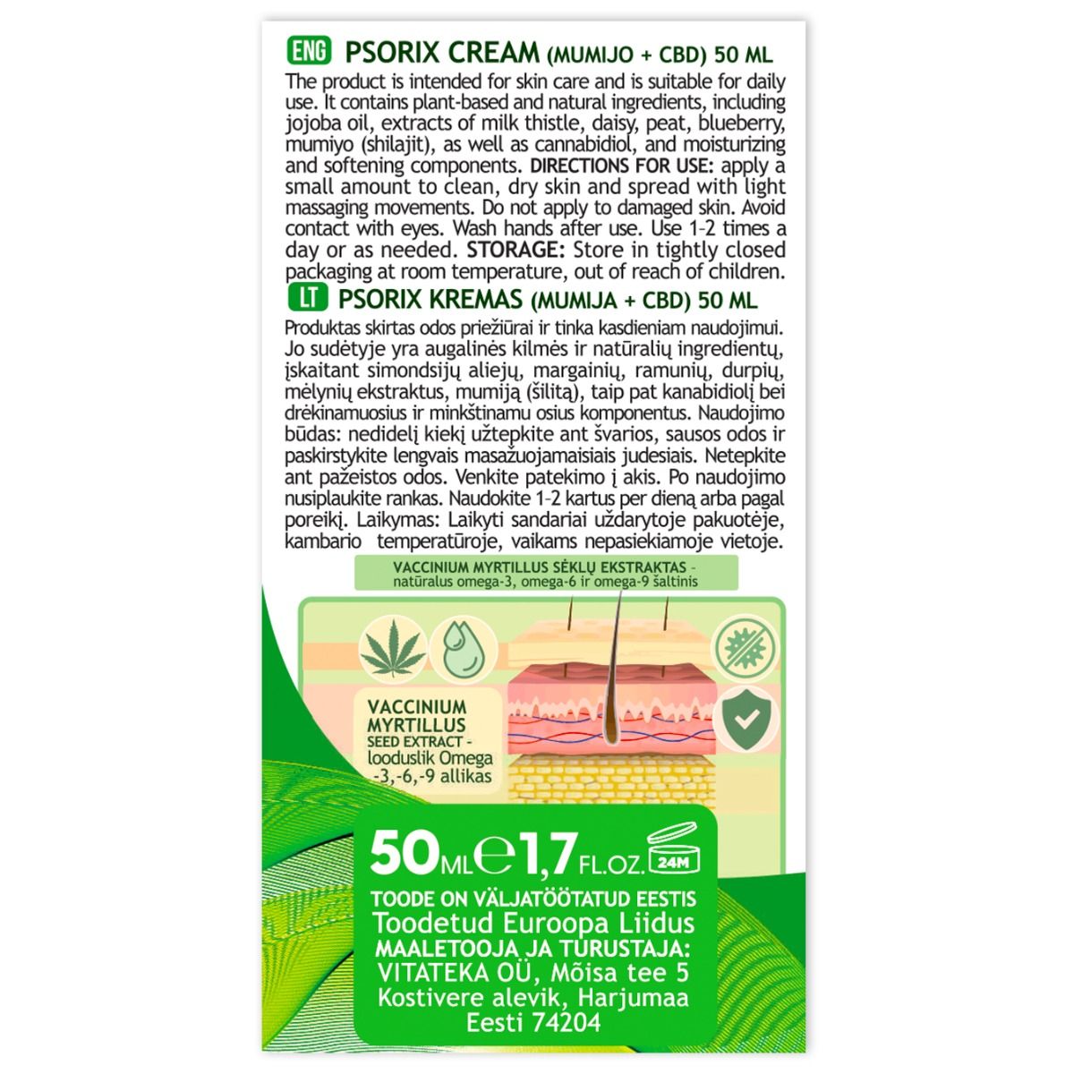 "VITATEKA" PSORIX  kreem 50 ml