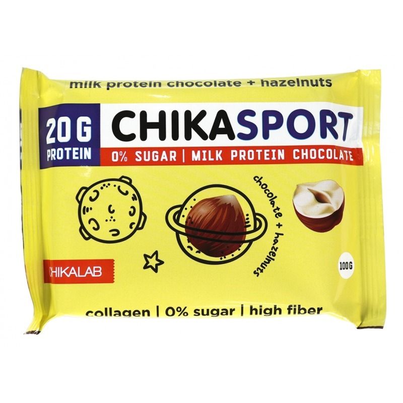 "CHIKALAB"  Piimavalge šokolaadiproteiin pähklitega, 100 g