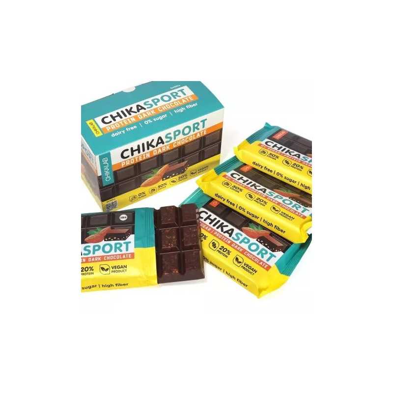 "CHIKALAB" CHIKASPORT Proteiinisokolaad Tumeda šokolaadiga ja mandlitega, 100 g.