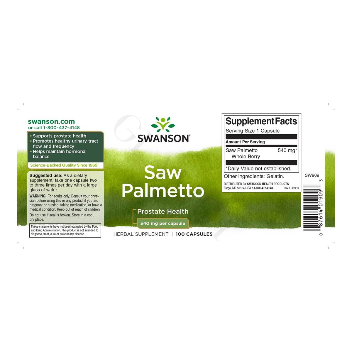 "SWANSON" Saw Palmetto kapslid N100