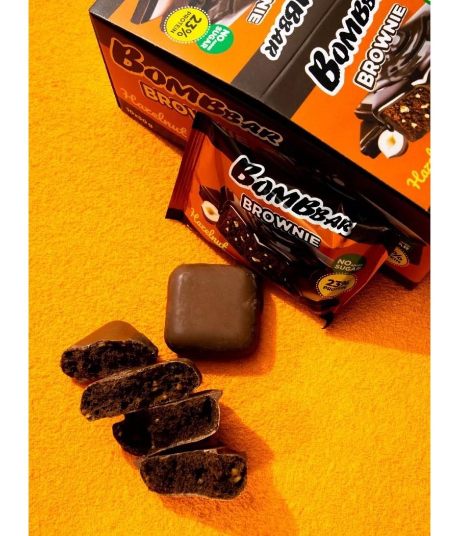 Protein Cookie Glazed "Brownie with Hazelnuts", 50 g - Bombbar