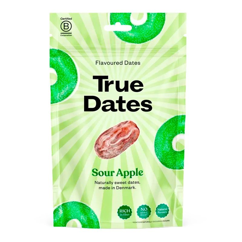 "TRUE DATES" Hapu õuna maitsega kivideta datlid, 100 g