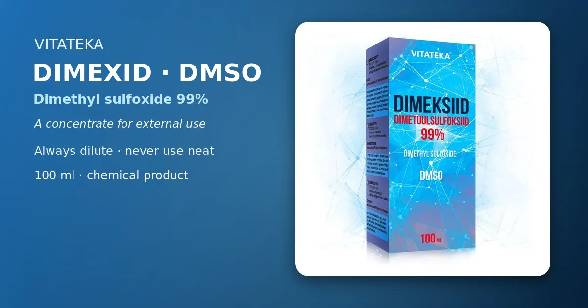 VITATEKA Dimeksiid (DMSO) 99% 100 ml pudel ja pakend
