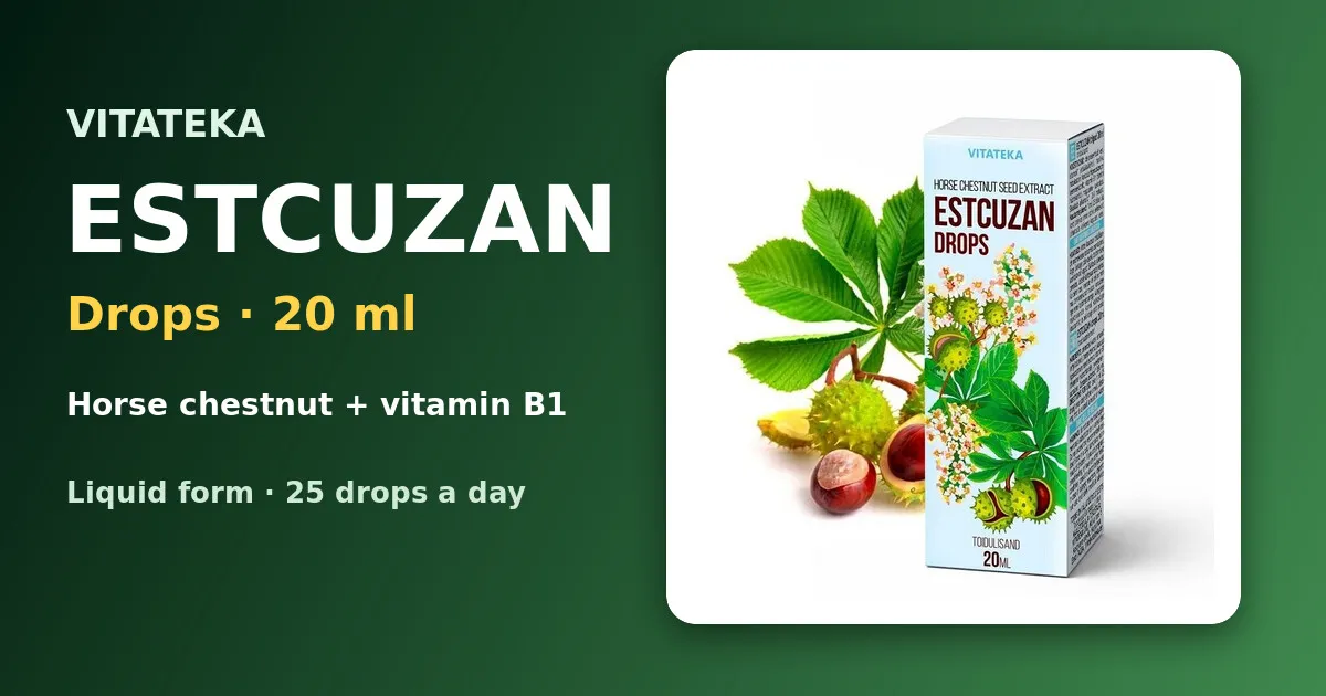 ESTCUZAN drops VITATEKA — horse chestnut seed extract and vitamin B1, 20 ml