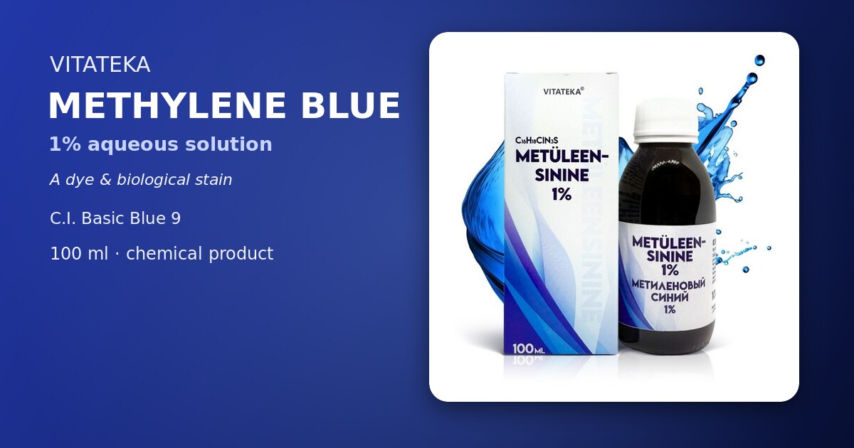 Флакон и упаковка VITATEKA Метиленовый синий 1% 100 мл