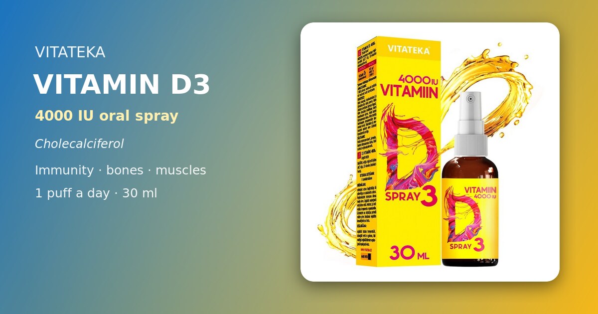 VITATEKA D3-vitamiini 4000 IU suihke: yksi suihkaus päivässä