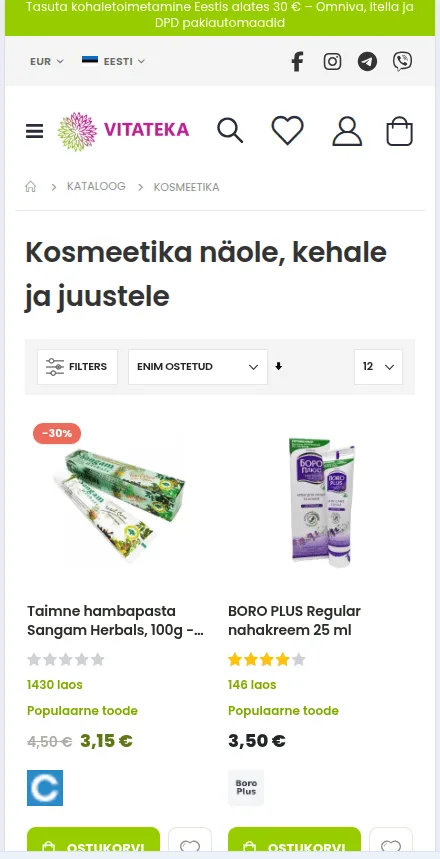 Toote leidmine kategooriate kaudu