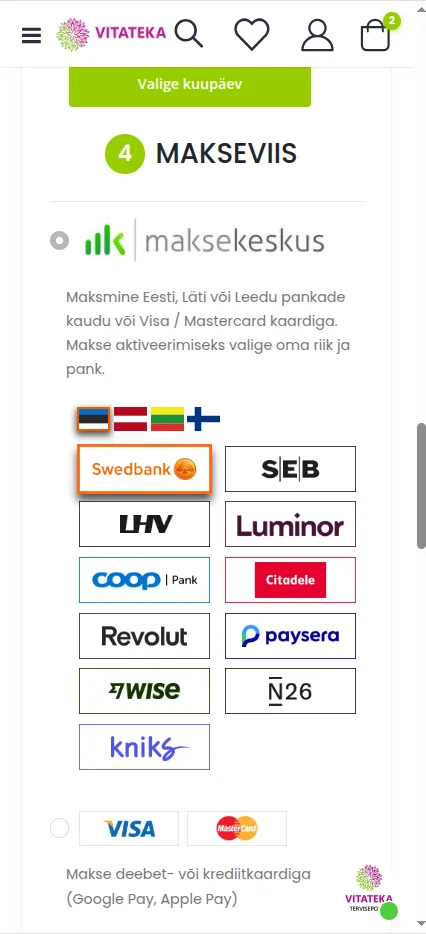 Panga valimine Maksekeskuse kaudu maksmisel